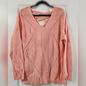 NWOT Charlotte Russe V Neck Pink Sweater XL